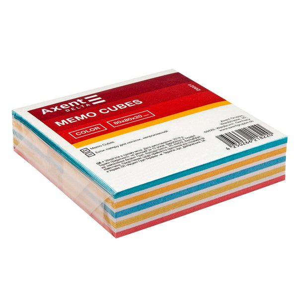 Папір для нотаток Axent Delta Color D8021 80х80х20 мм, непроклеєний