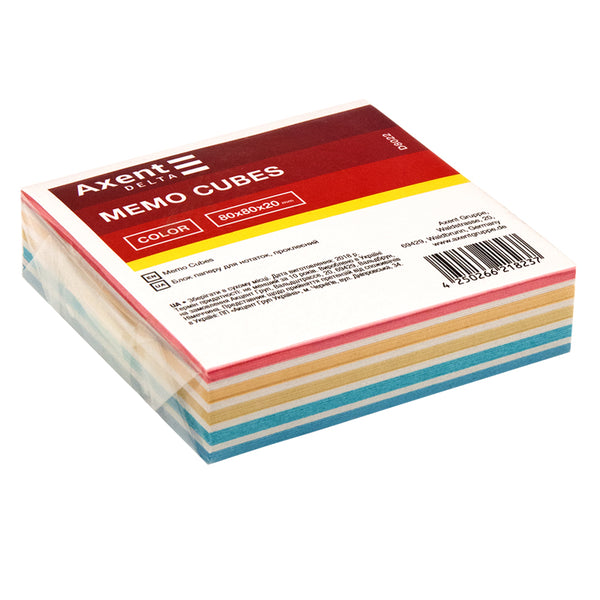 Папір для нотаток Axent Delta Color D8022 80х80х20 мм, проклеєний