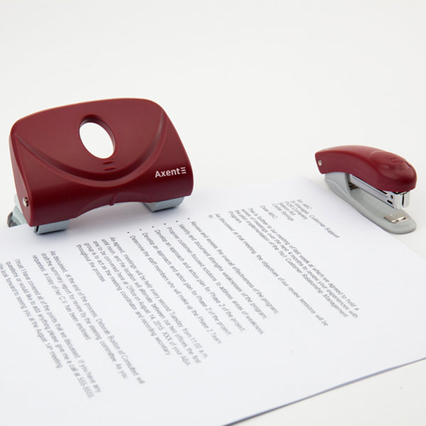 Дырокол для бумаги Axent Welle-2 3820-06-A, пластиковый, 20 листов, красный
