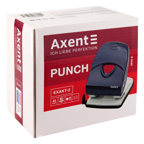 Діркопробивач для паперу Axent Exact-2 3940-01-A, металевий, 40 аркушів, чорний