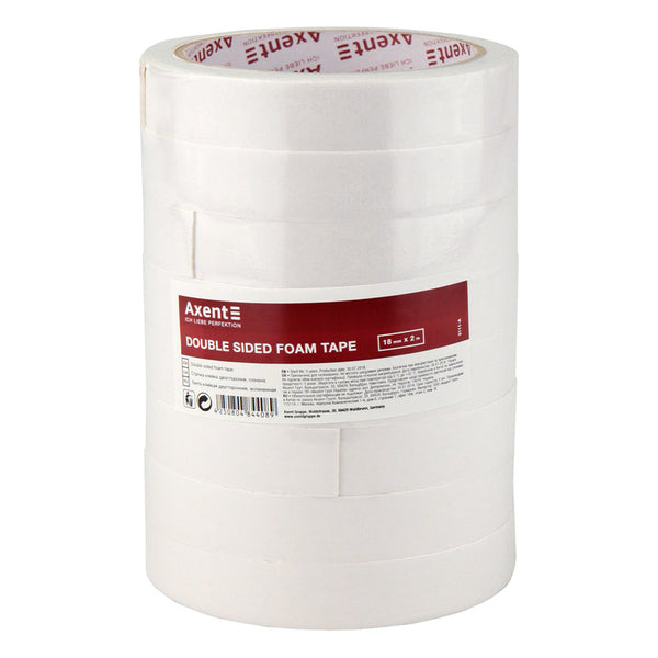 Стрічка клейка двостороння Axent 3111-A, 18 мм х 2 м, спінена