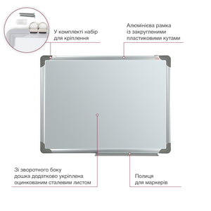 Дошка сухостиральна магнітна Axent Delta D9612, 60х90 см, алюмінієва рамка