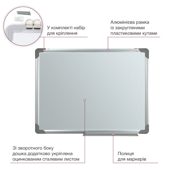 Дошка сухостиральна магнітна Axent Delta D9612, 60х90 см, алюмінієва рамка