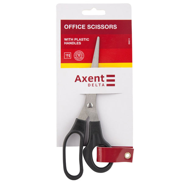 Ножиці Axent Delta D6211, 18 см, з пластиковими ручками, чорні