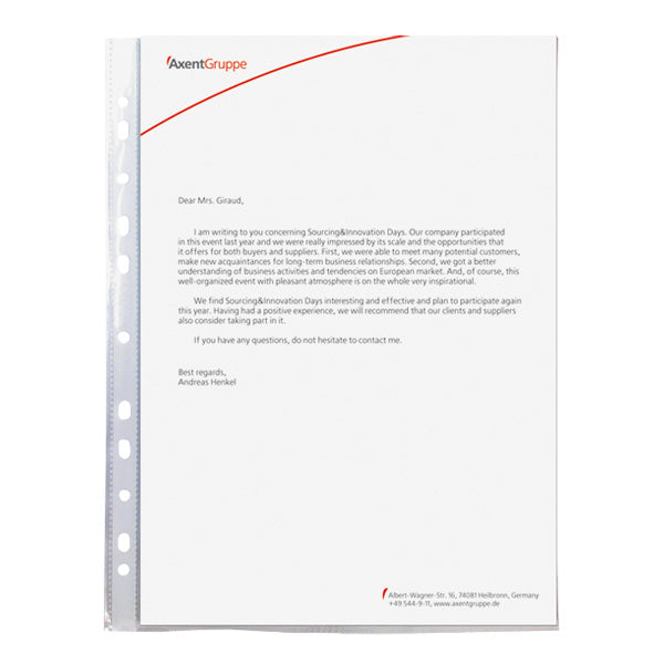 Файл Axent 2004-00-A А4+, глянцевий, 40 мкм, 100 штук