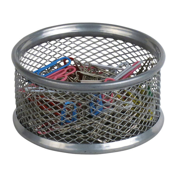 Підставка для скріпок Axent 2113-03-A кругла, металева сітка, 80x80x40 мм, срібляста