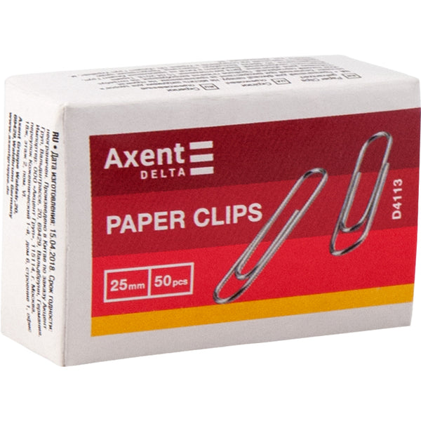 Скрепки оцинкованные Axent Delta D4113, 25 мм, 50 штук