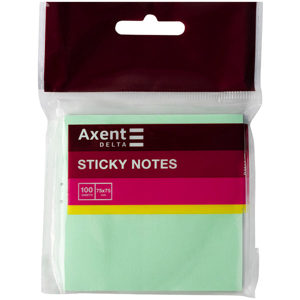 Блок паперу з клейким шаром Axent Delta D3314-02 75x75 мм, 100 аркушів, зелений