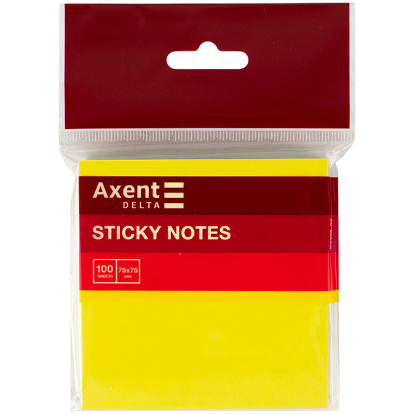 Блок бумаги с липким слоем Axent Delta D3325-02, 75x75 мм, 100 листов, неоновые цвета