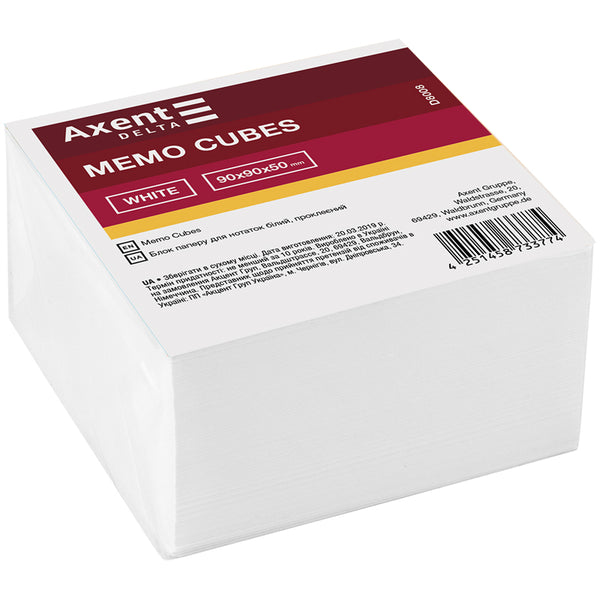 Папір для нотаток Axent Delta D8008 90х90х50 мм, проклеєний