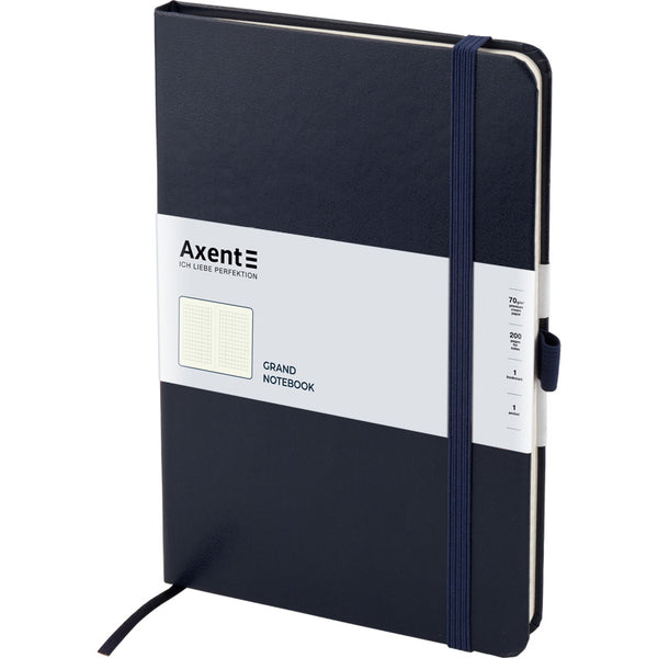 Книга записна Axent Partner Grand 8203-02-A, A4, 210x295 мм, 100 аркушів, клітинка, тверда обкладинка, темно-синя