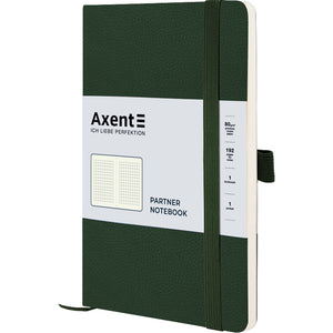 Книга записная Axent Partner Soft Skin 8616-23-A, A5-, 125x195 мм, 96 листов, клетка, гибкая обложка, тёмно зеленая