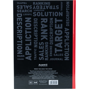 Книга записна Axent Colors 8421-08-A, А4, 80 аркушів, клітинка, червона