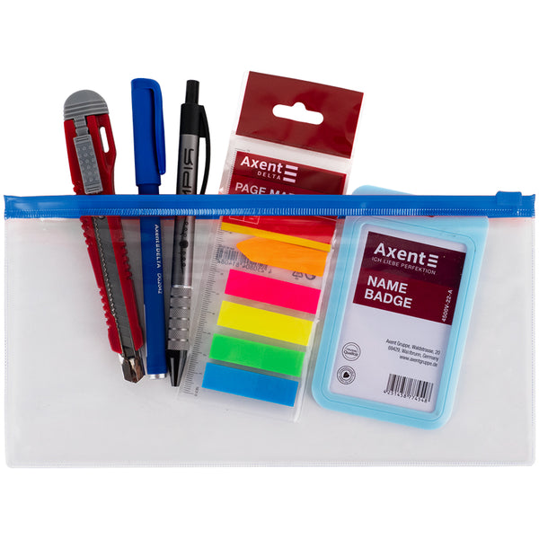 Папка-конверт на молнии zip-lock Axent 1409-22-A, DL, синяя