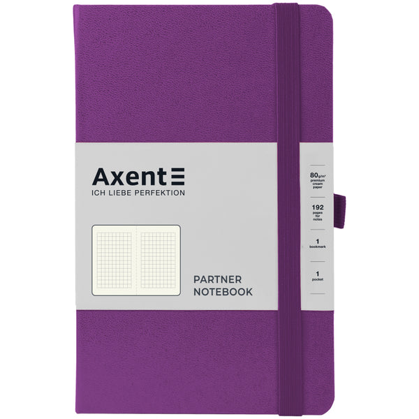 Книга записна Axent Partner 8201-17-A, 125*195  мм, 96 аркушів, клітинка, пурпурна