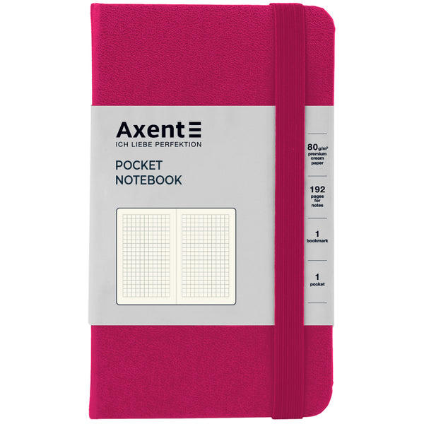 Книга записна Axent Partner 8301-50-A, 90x150 мм, 96 аркушів, клітинка, малинова