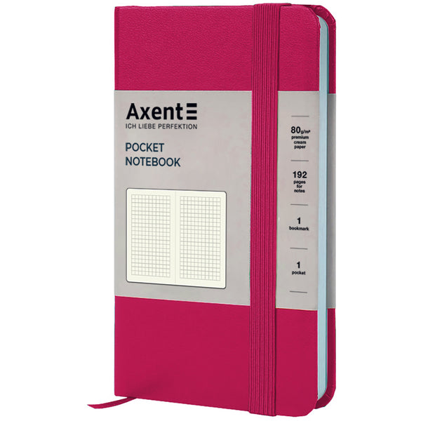 Книга записна Axent Partner 8301-50-A, 90x150 мм, 96 аркушів, клітинка, малинова