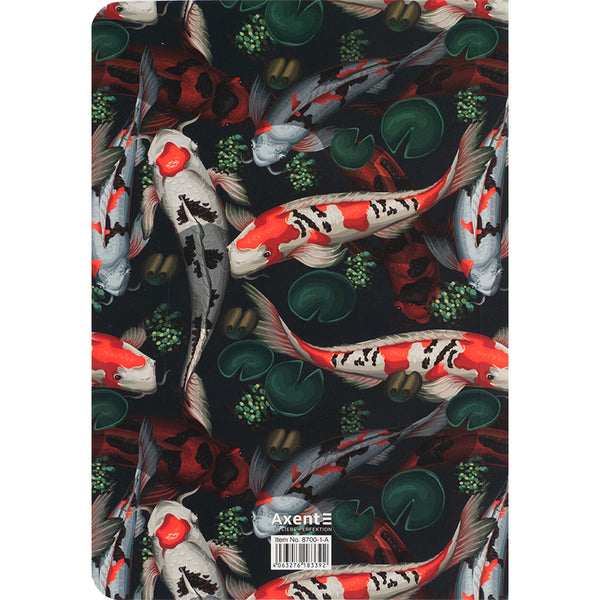 Книга записная Axent Fish 8700-1-A, А5, 80 листов, клетка, красно-зеленая