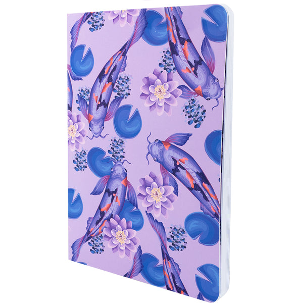 Книга записна Axent Fish 8700-3-A, А5, 80 аркушів, клітинка, бузково-синя