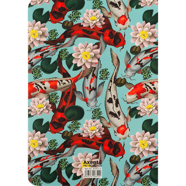 Книга записная Axent Fish 8700-4-A, А5, 80 листов, клетка, голубовато-красная