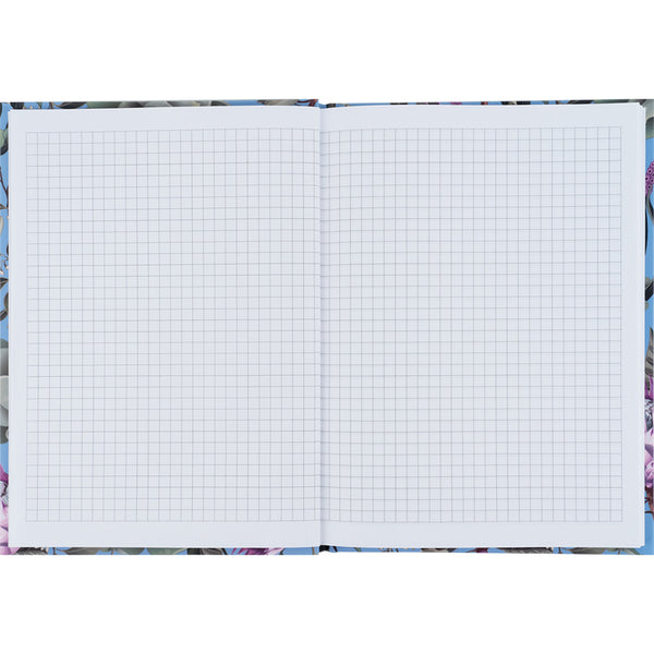 Книга записная Axent Bloom 8456-2-A, А5, 96 листов, клетка, твердая обложка, голубая