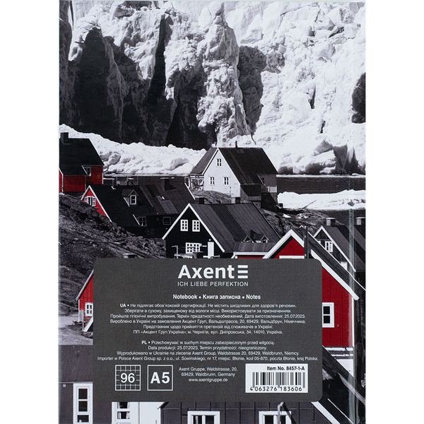 Книга записная Axent R&B Houses 8457-1-A, А5, 96 листов, клетка, твердая обложка