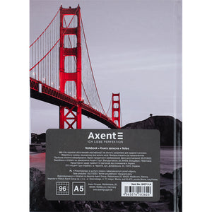 Книга записная Axent R&B Bridge 8457-3-A, А5, 96 листов, клетка, твердая обложка