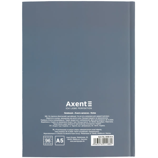 Книга записная No risk 8458-4-A, А5, 96 листов, клетка, твердая обложка