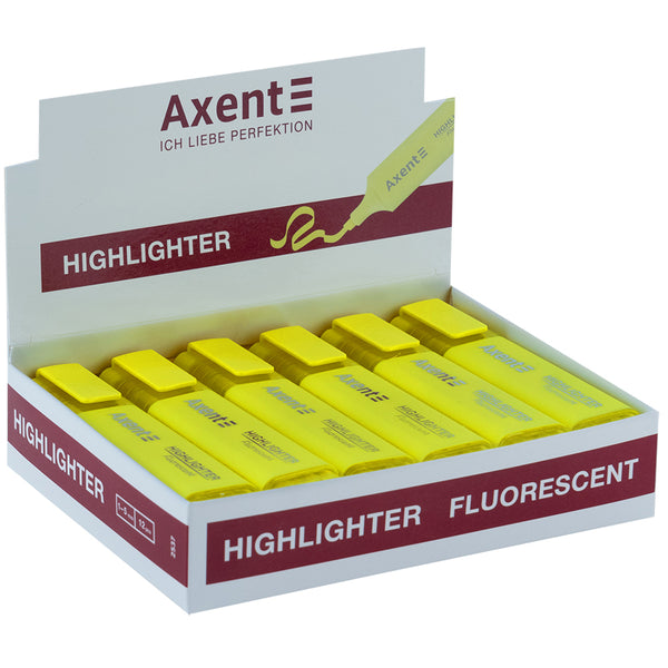 Маркер Axent Highlighter 2537-08-A, 1-5 мм, клиноподібний, жовтий