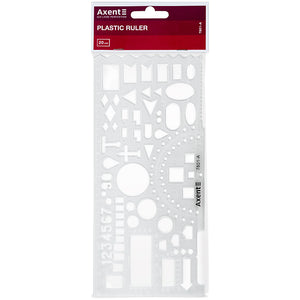 Лінійка-трафарет "Офіцерська" Axent 7801-A, 20 см, прозора
