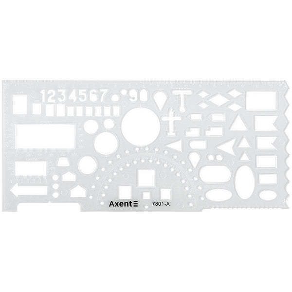 Лінійка-трафарет "Офіцерська" Axent 7801-A, 20 см, прозора