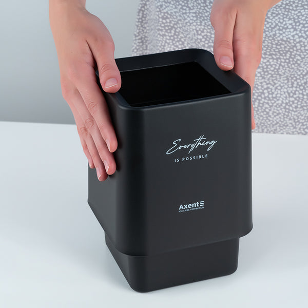 Настільний контейнер для сміття Axent 2132-01-A, квадратний, чорний