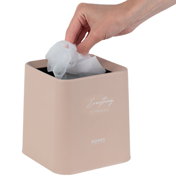 Настільний контейнер для сміття Axent 2132-42-A, квадратний, персиковий