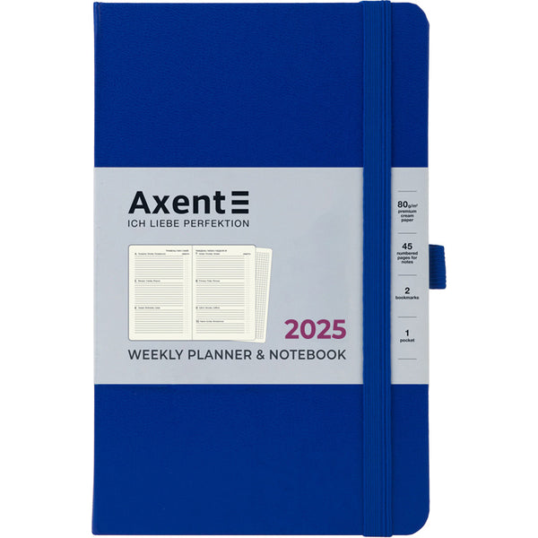 Еженедельник 2025 Axent Partner Strong 8505-25-38-A, 125x195 мм, классический синий