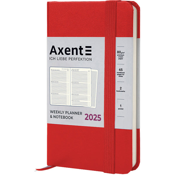 Еженедельник 2025 Axent Pocket Strong 8508-25-05-A, 90x150 мм, красный