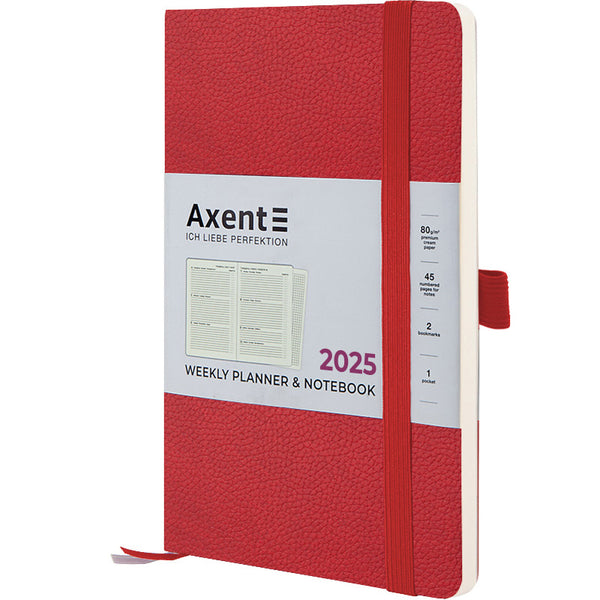 Щотижневик 2025 Axent Partner Soft Skin 8509-25-06-A, 125x195 мм, червоний