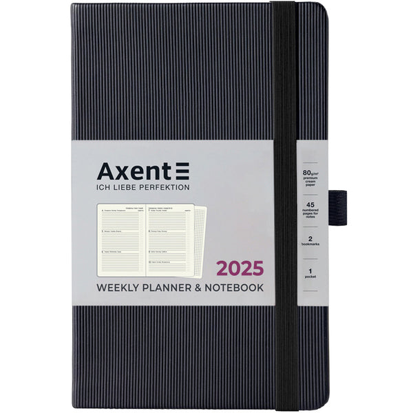 Еженедельник 2025 Axent Partner Lines 8515-25-01-A, 125x195 мм, черный
