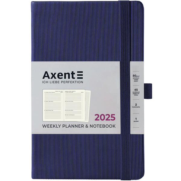 Еженедельник 2025 Axent Partner Lines 8515-25-02-A, 125x195 мм, темно-синий
