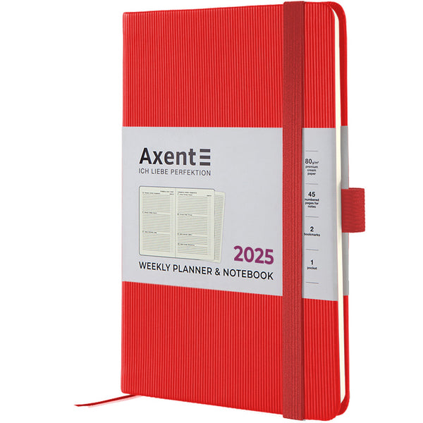 Еженедельник 2025 Axent Partner Lines 8515-25-54-A, 125x195 мм, ярко-красный