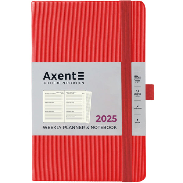 Еженедельник 2025 Axent Partner Lines 8515-25-54-A, 125x195 мм, ярко-красный