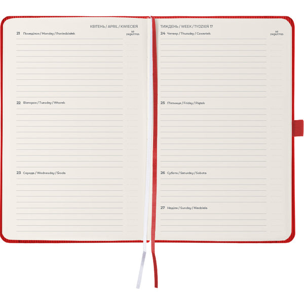 Еженедельник 2025 Axent Partner Lines 8515-25-54-A, 125x195 мм, ярко-красный