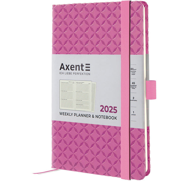 Еженедельник 2025 Axent Partner Gently 8522-25-03-A, 125x195 мм, розовый