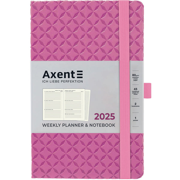 Еженедельник 2025 Axent Partner Gently 8522-25-03-A, 125x195 мм, розовый