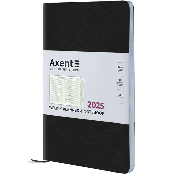 Еженедельник 2025 Axent Partner City Soft 8521-25-01-A, 125x195 мм, черный