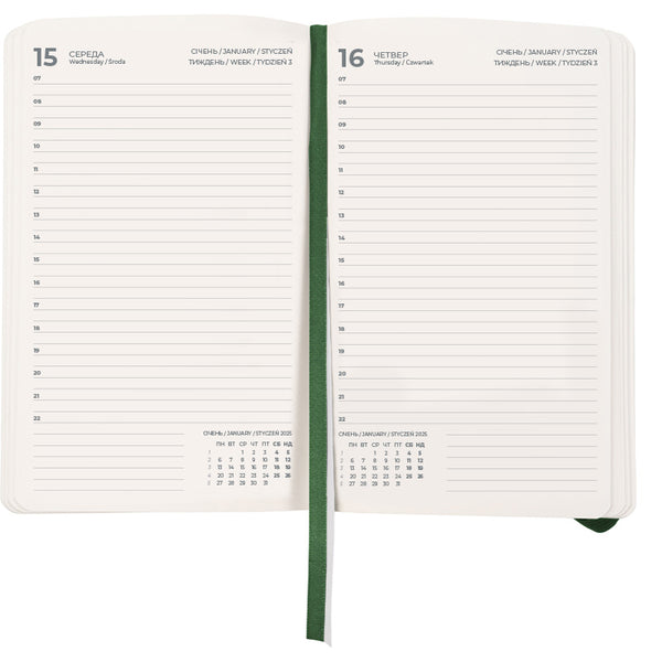 Щоденник 2025 Axent Partner Soft Skin 8810-25-23-A, 145x210 мм, темно-зелений