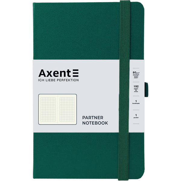 Книга записна Axent Partner 8201-61-A, 125x195 мм, 96 аркушів, клітинка, зелений ліс