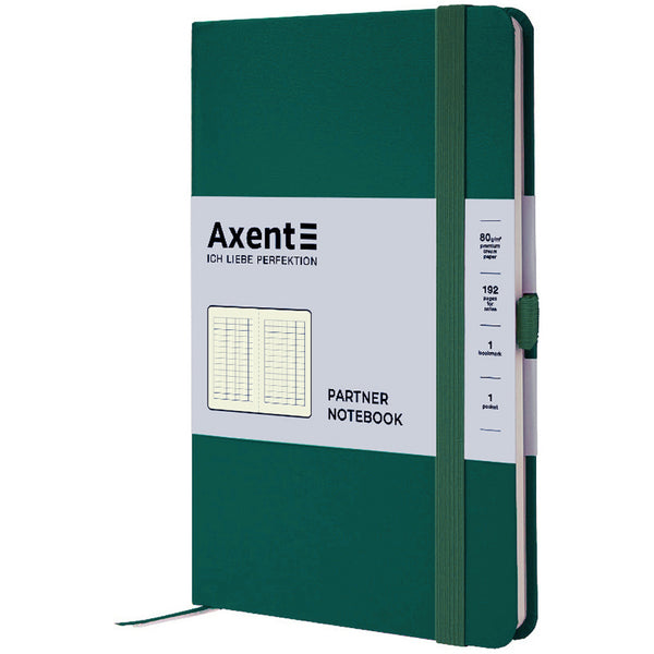 Книга записна Axent Partner 8201-61-A, 125x195 мм, 96 аркушів, клітинка, зелений ліс