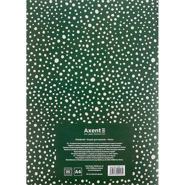 Зошит для записів Axent 4782-1-A, А4, 96 аркушів, клітинка, зелений