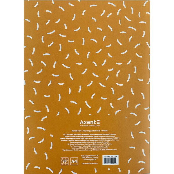 Зошит для записів Axent 4782-3-A, А4, 96 аркушів, клітинка, жовтий