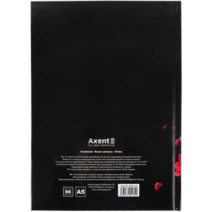 Книга записная Axent Red fleur 8459-3-A, А5, 96 листов, клетка, твердая обложка